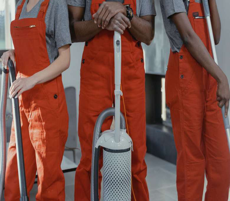 Servicorp cleaning team in uniform with professional equipment